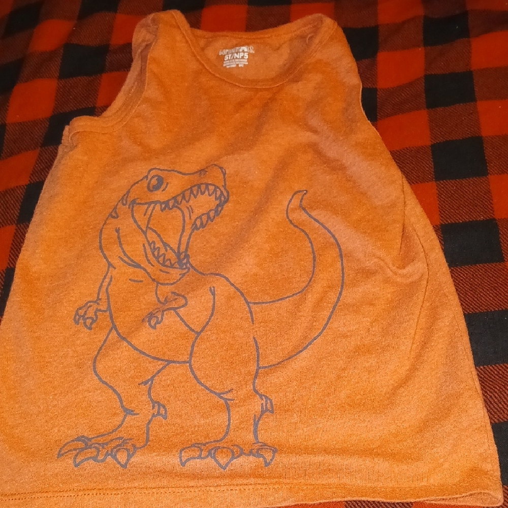 Dinosaur Graphic Kids Tank Top - Orange